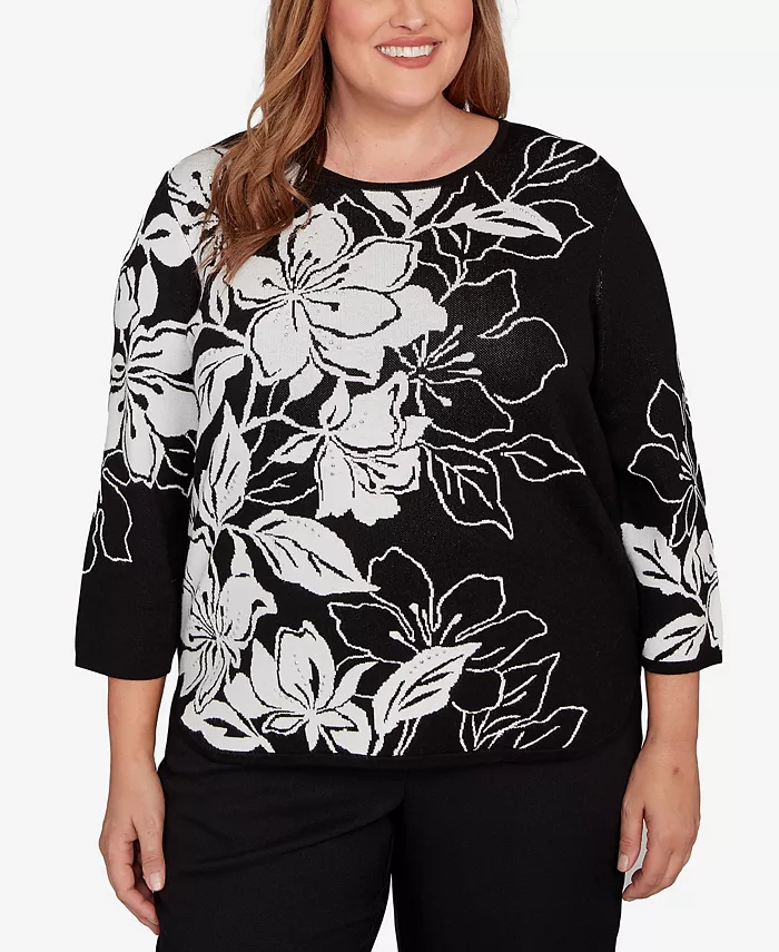 

Жаккардовый свитер с эффектным цветочным принтом размера плюс, как обычно Alfred Dunner, мультиколор