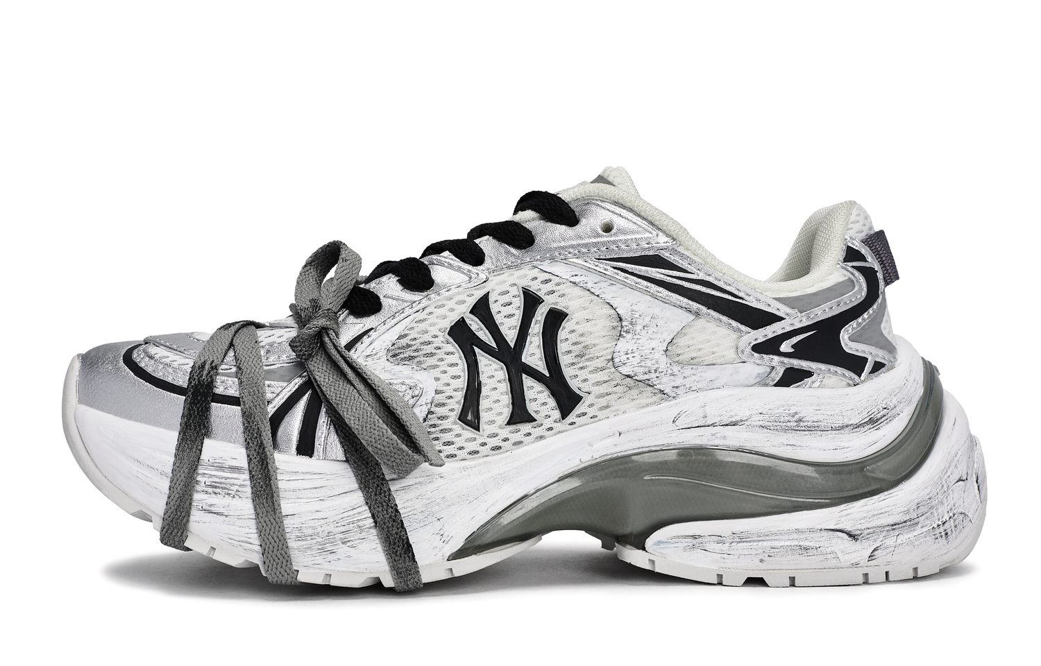 MLB New York Yankees дышащие низкие кроссовки для бега Unisex черный белый серый — фото 3