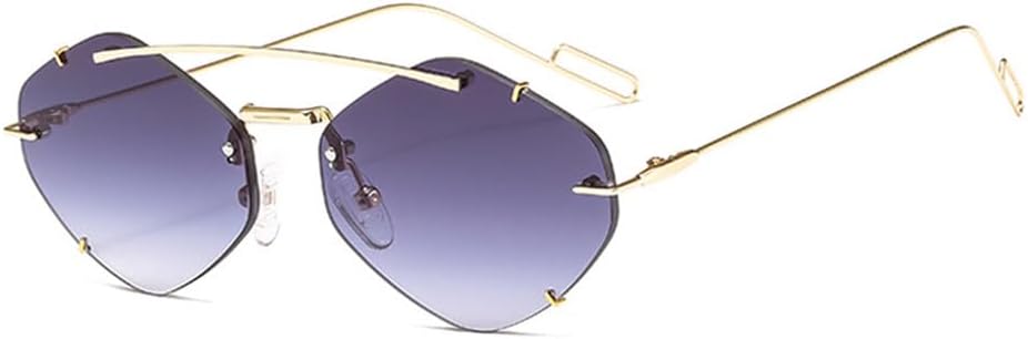 

Ретро овальные металлические солнцезащитные очки для мужчин и женщин в стиле стимпанк, без оправы, многоугольные очки для женщин, модные очки с защитой от УФ-излучения UV400 KTUCN, Gradient Grey