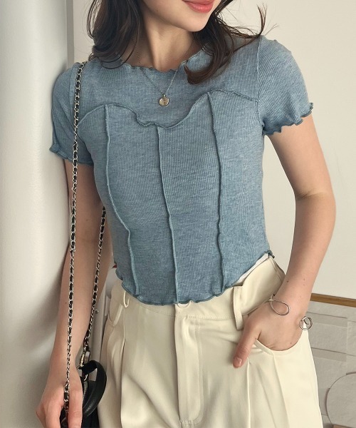 

Топ с короткими рукавами и дизайном в стиле бюстье Rejoule, синий