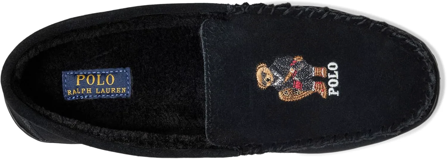 Мужские тапочки POLO RALPH LAUREN Brenan Bear из замши/Holidybear, черный — фото 2