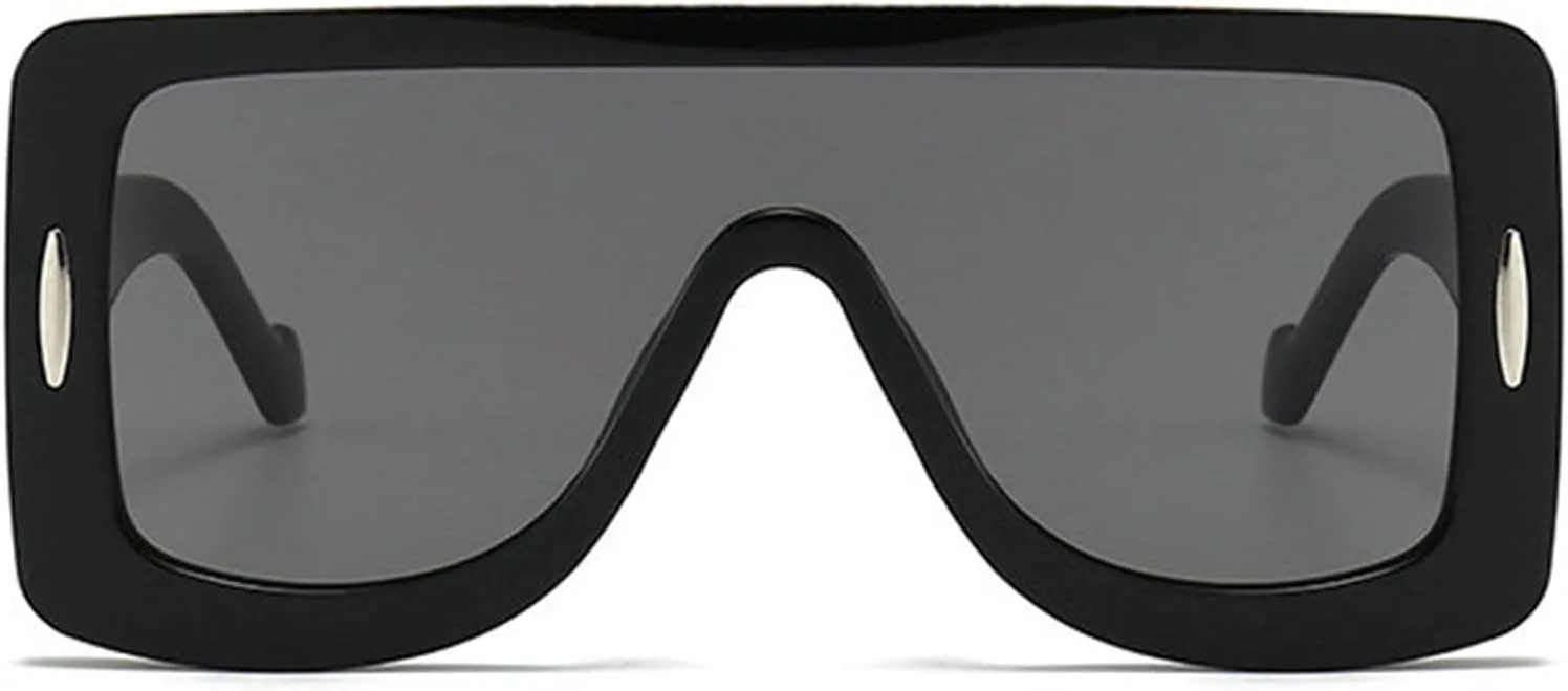 

Солнцезащитные очки Willochra Oversized Square Punk для женщин, модель 2023, цельные, в большой оправе, модные солнцезащитные очки-щитки, 2pcs-black&brown