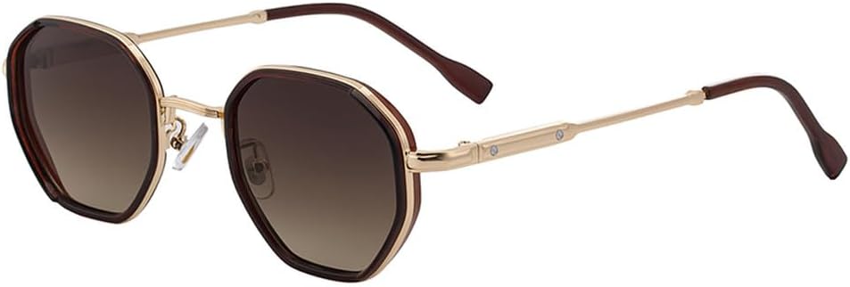 

Винтажные солнцезащитные очки в форме восьмиугольника с маленькой оправой для женщин, модные многоугольные солнцезащитные очки для вождения, классические металлические очки для мужчин WNCKSQ, C3goldbrown