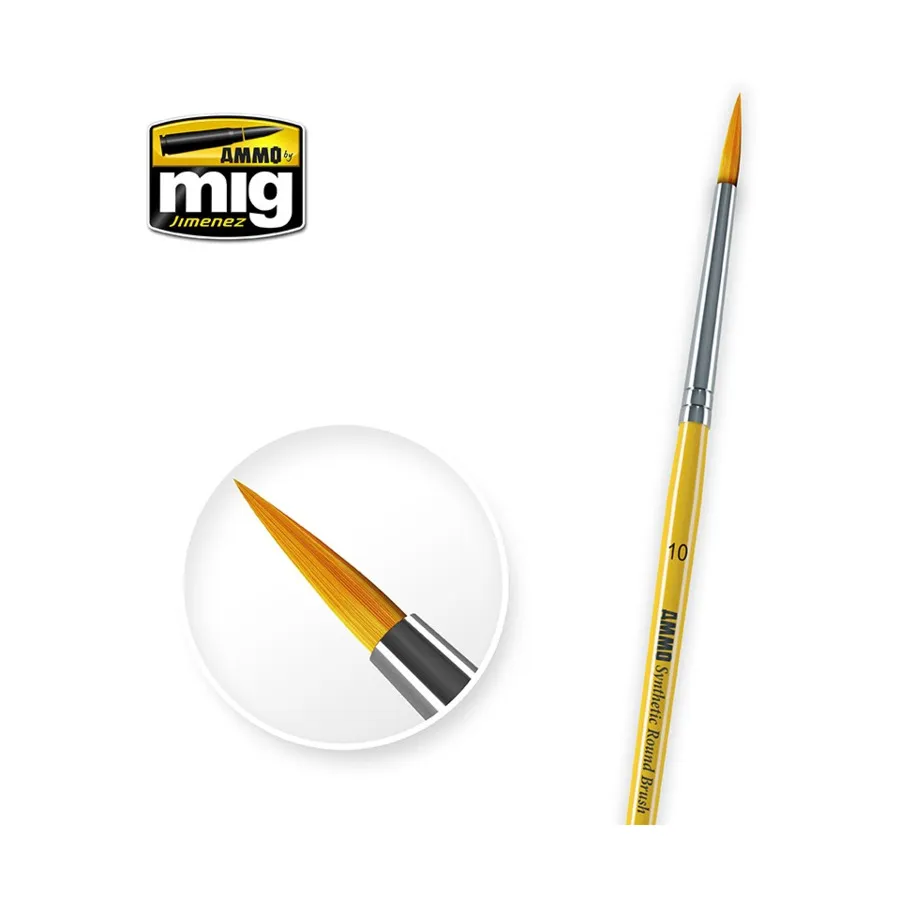 

10 синтетических круглых кистей, Brushes (AMMO by Mig Jimenez)