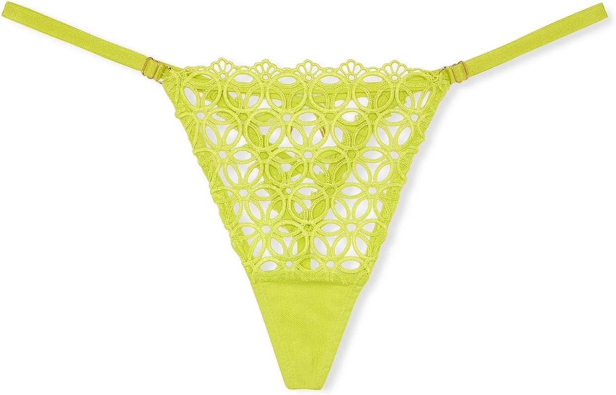 Трусики Victoria's Very Sexy Geo Daisy Lace Adjustable V-String, цвет Lime Victoria's Secret, Lime/Limelight — фото 3