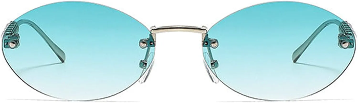 

Овальные солнцезащитные очки Helena для женщин, модные, в маленькой оправе, роскошные, со стразами, стильные, без оправы, защита от УФ-излучения UV400, C8