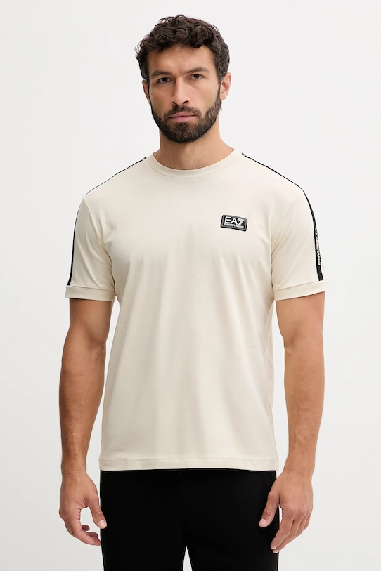 

Хлопковая футболка Ea7 Emporio Armani, бежевый