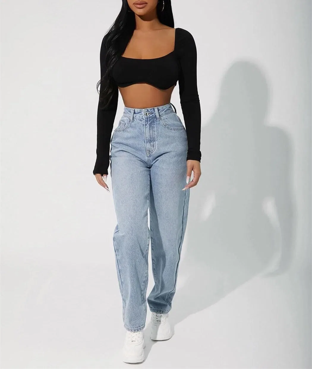 Джинсы джинсы Women's High Waist Loose Fit Denim Jeans Light Washed Casual Style Everyday Pants 12 — фото 3