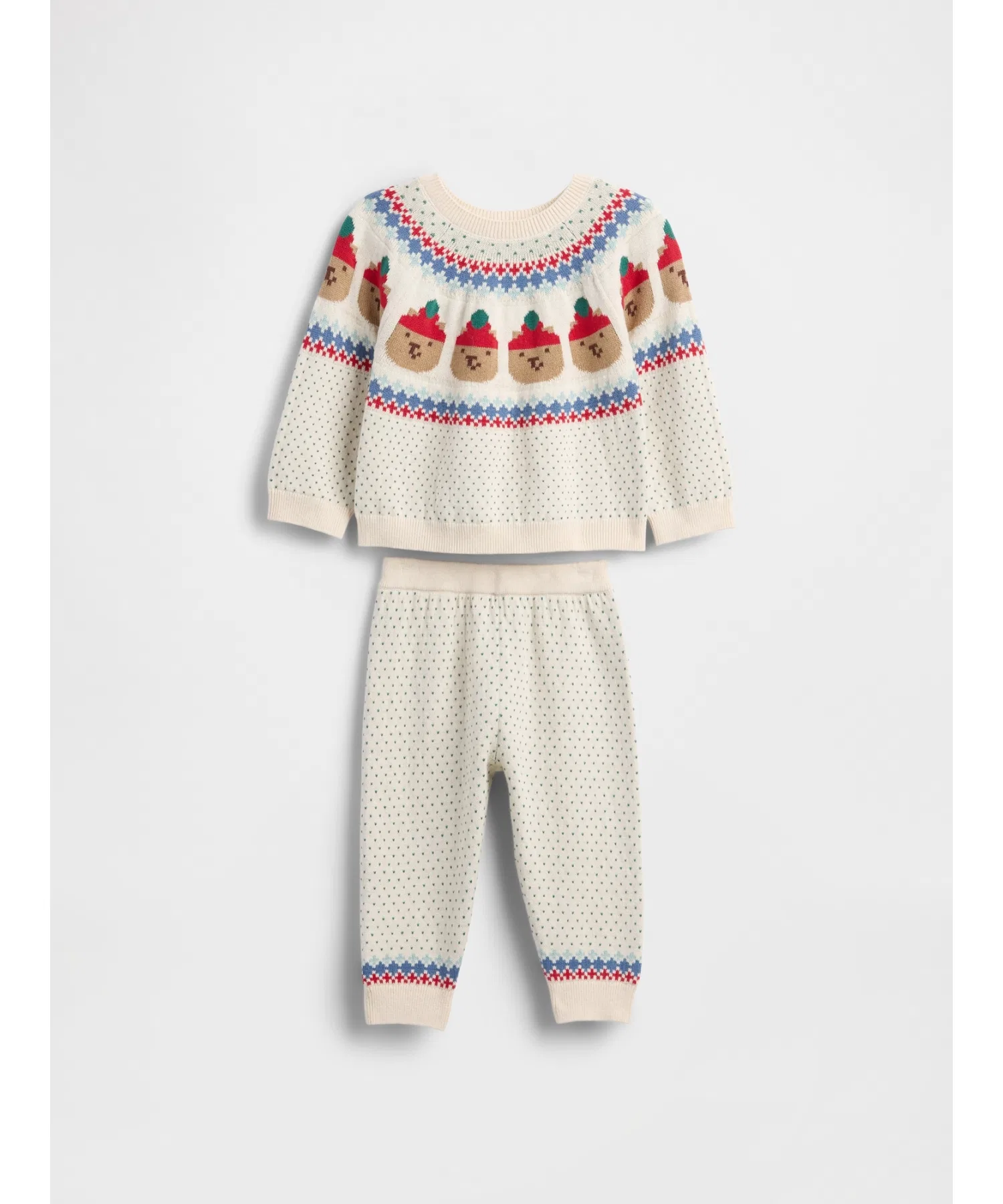 Вязаный комплект одежды с изображением медведя в стиле Fair Isle (для малыша)