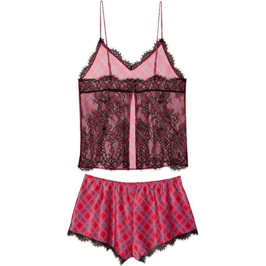 Victoria's Secret Пижамный комплект SEXY KI для женщин в красную клетку — фото 3