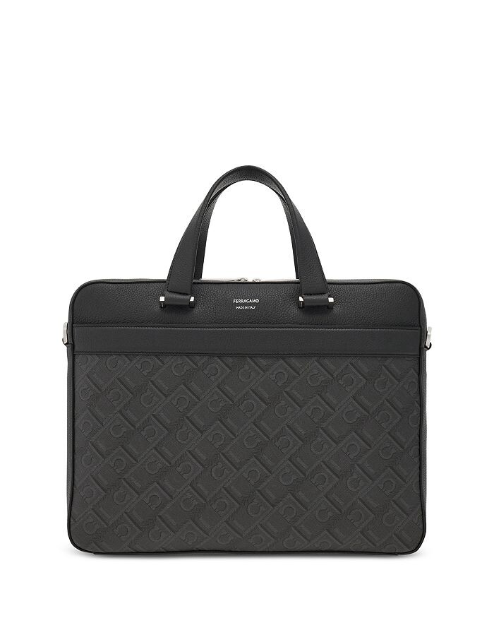 

Деловая сумка из кожи и холста с монограммой Ferragamo, черный