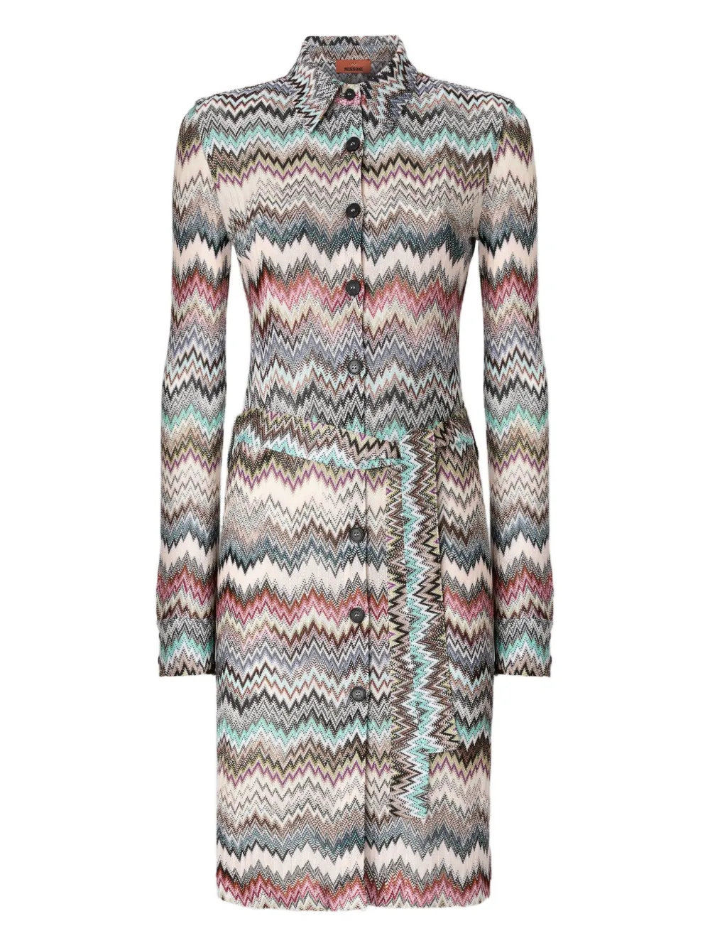 

Платье-рубашка миди с шевронным узором и поясом Missoni, нейтральный