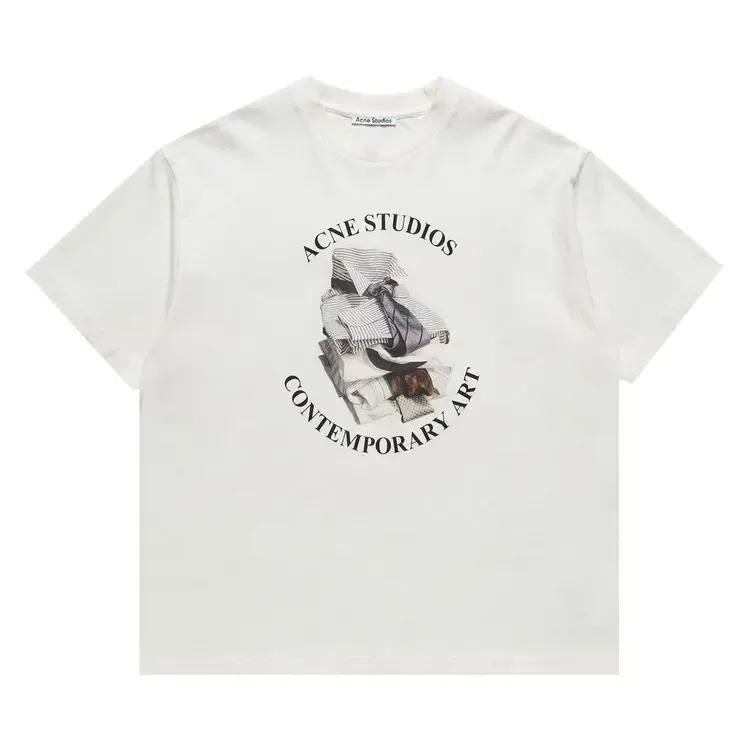 Футболка с коротким рукавом и принтом от Acne Studios, цвет «Off White»
