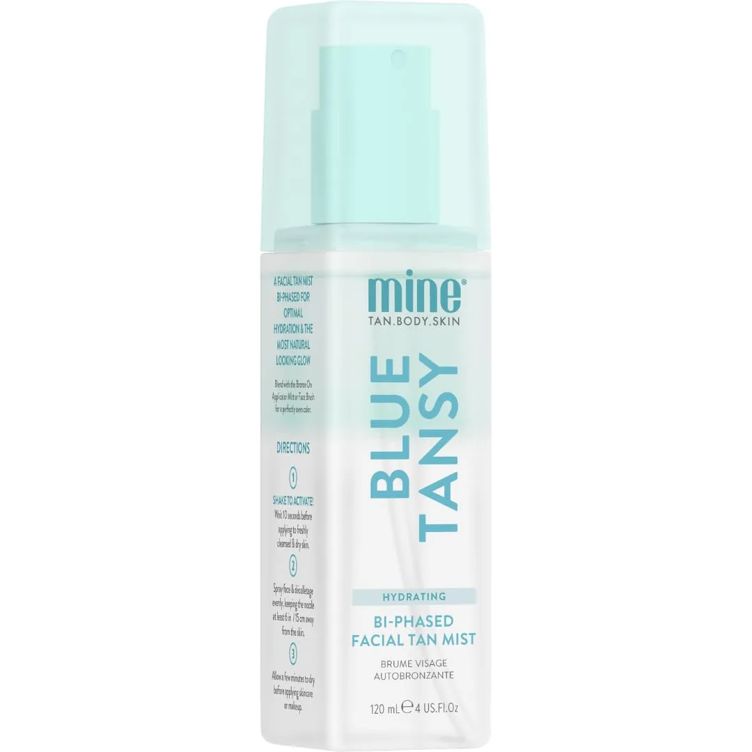 Minetan Clear Face Tan Mist | Blue Tansy Oil Infused Facial Self Tanning Spray - Gradual Fake Tanner with Hydrating Skin Care, Cool Toned, Natural Sunless Bronze Glow, Quick Shake to Best Apply 118 мл (1 шт.) Minetan Body.Skin, Cool Bronze