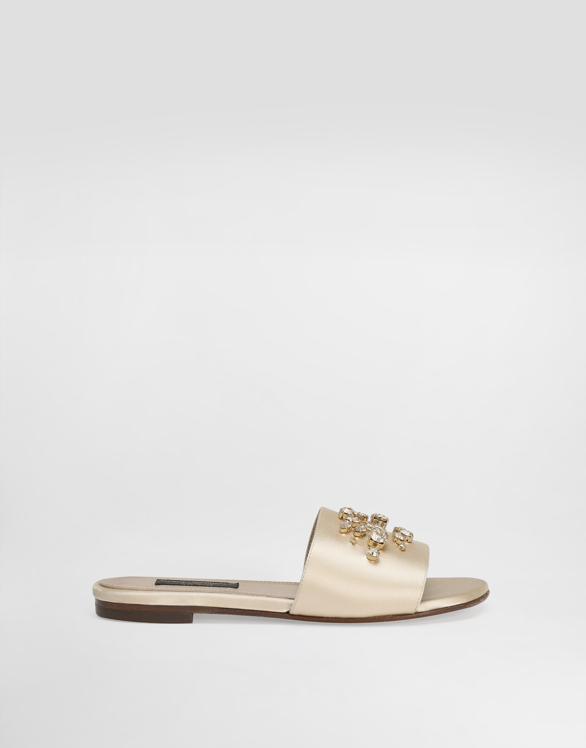 

Сатиновые шлепанцы с вышивкой и логотипом DG Dolce&Gabbana, золотой