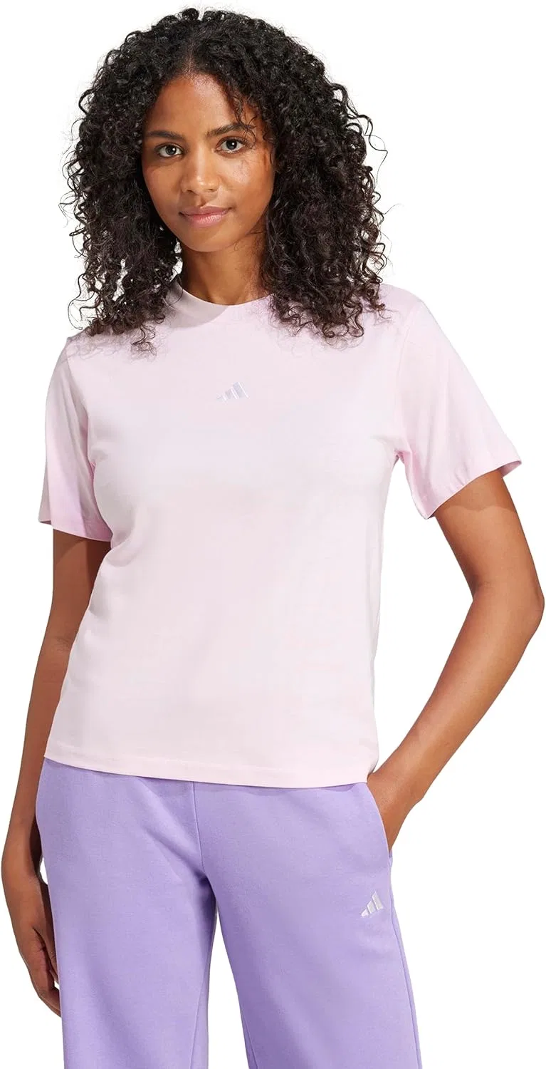 Футболка хлопковая adidas, цвет Clear Pink/White — фото 2