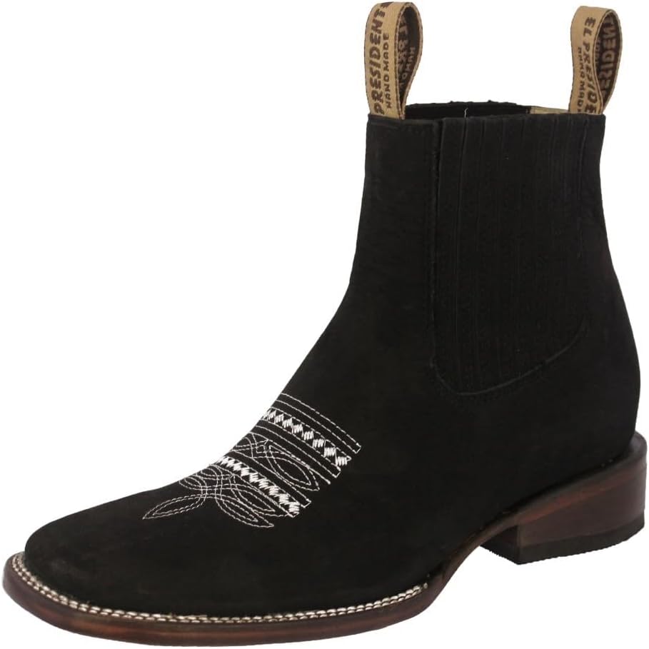 

Мужские черные ботинки челси El Presidente из нубуковой кожи, повседневная одежда в стиле вестерн, квадратной формы