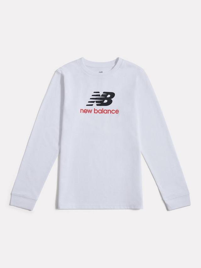

Детская футболка с логотипом с длинными рукавами New Balance, Nb Bright White