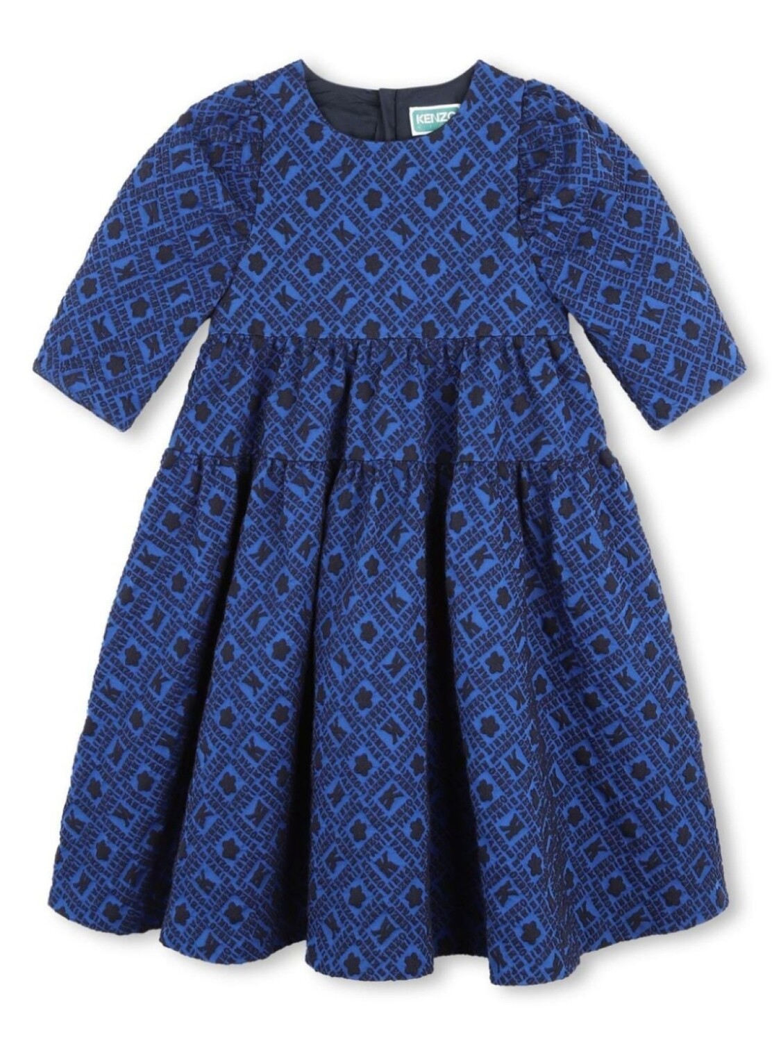 

Kenzo Kids платье с длинными рукавами и жаккардовым логотипом, синий
