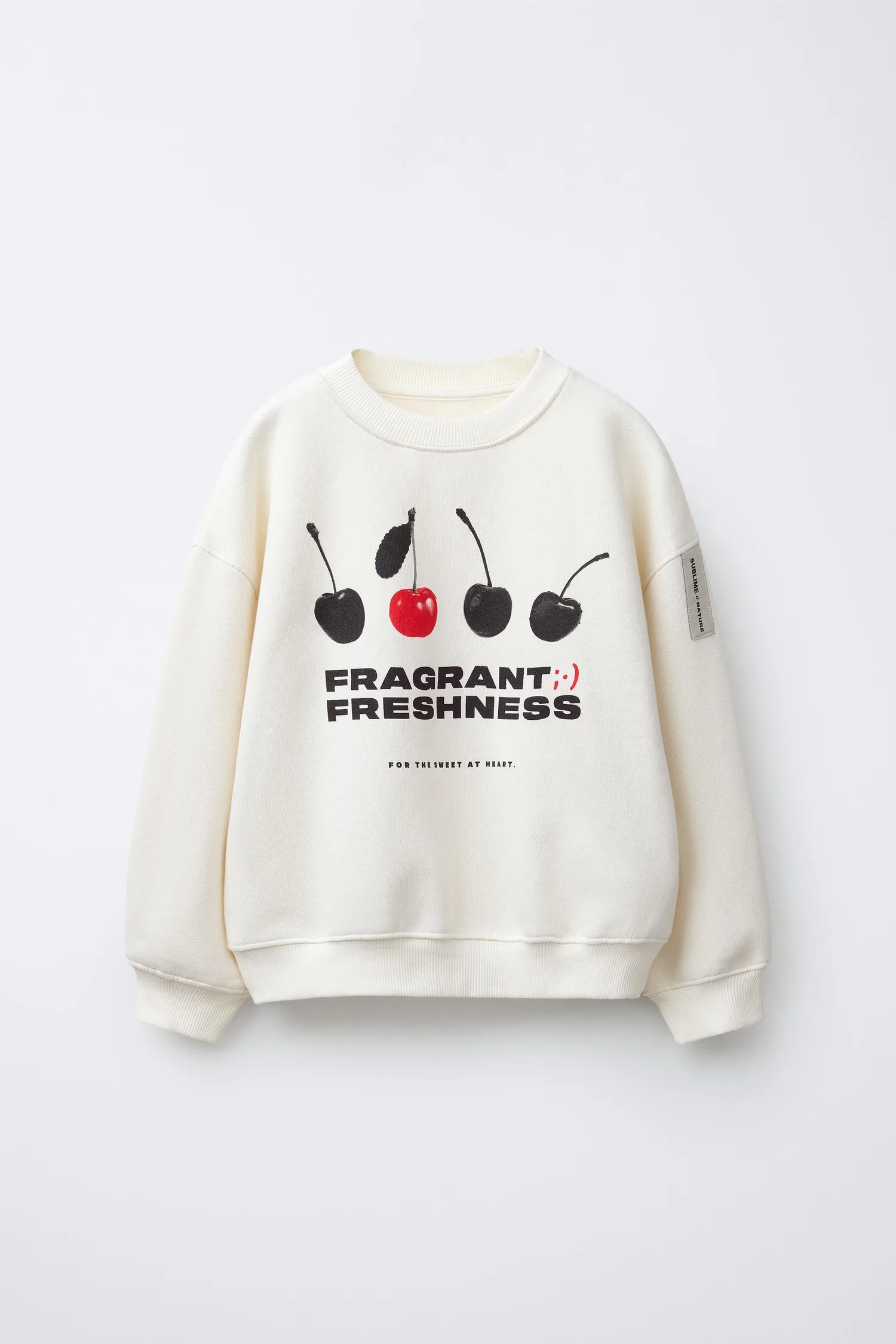 Толстовка с надписью "cherry and slogan" Zara, экрю