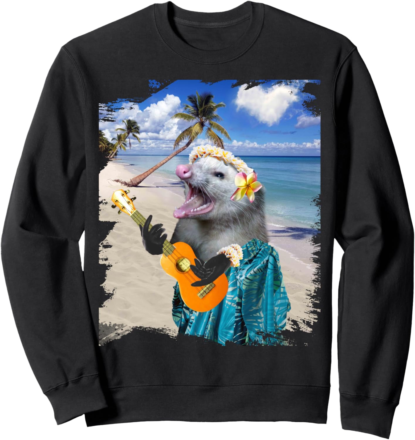 

Толстовка с изображением гавайского тропического опоссума «Алоха», черная Random Galaxy