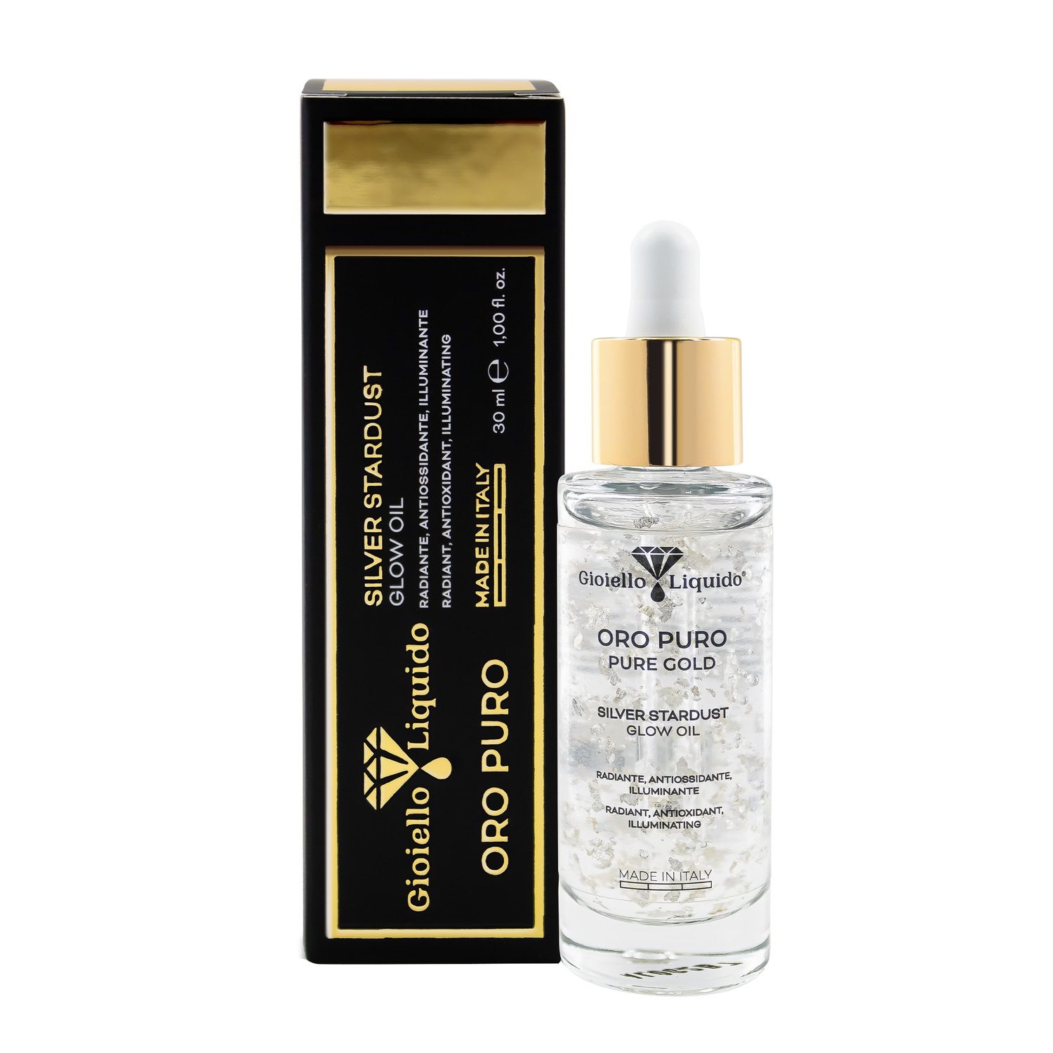 Масло для лица silver stardust glow oil “pure gold” Gioiello Liquido, объем 30 мл — фото 2