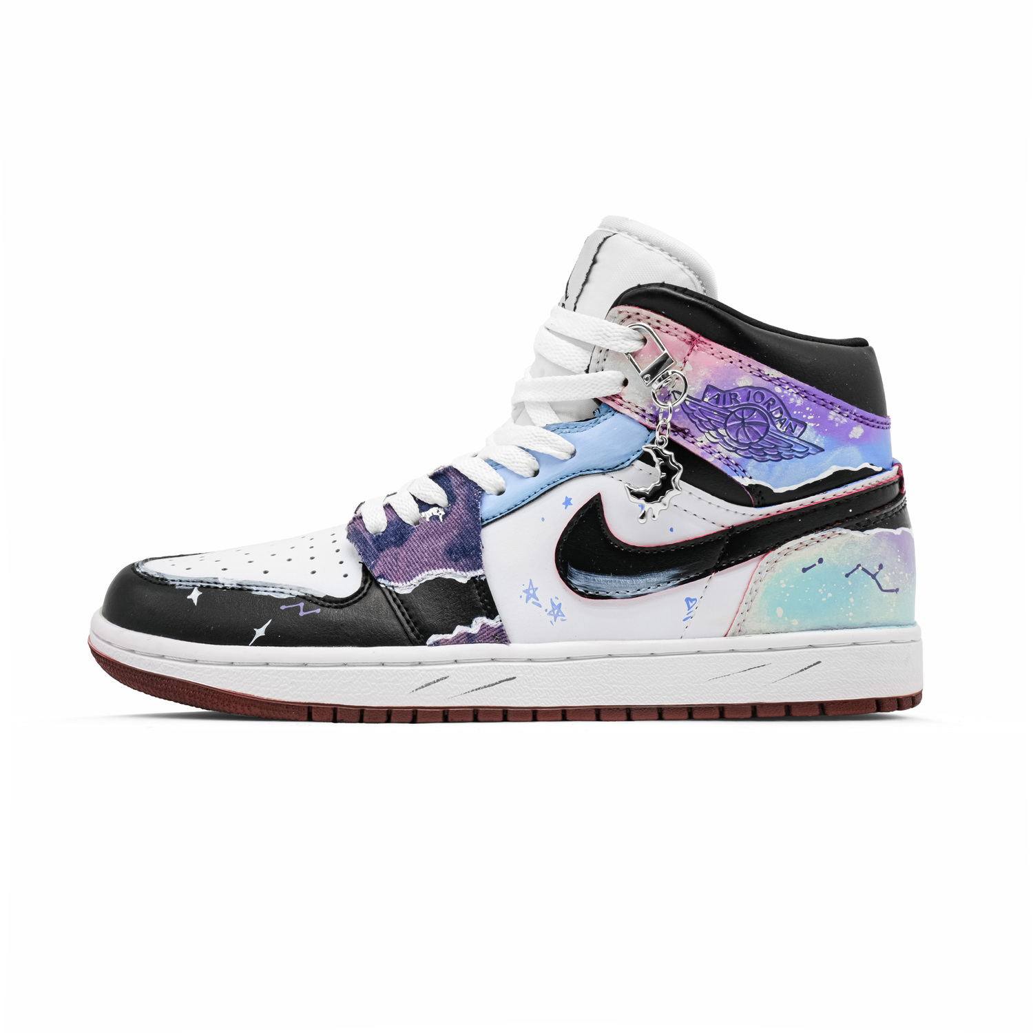 

Jordan Кроссовки Air 1 Distressed Galaxy Leather Coverage Mid top Vintage Basketball Shoes Unisex White Blue