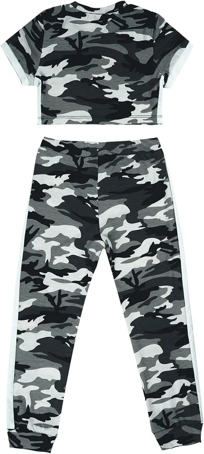 Детский спортивный костюм с принтом камуфляж, YONGHS, 2 предмета, Camouflage Gray — фото 4