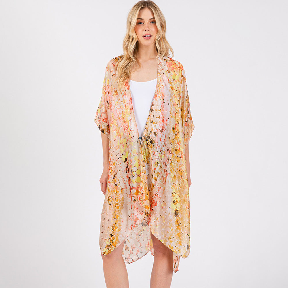 

Абстрактный принт Шелковистый кимоно-пончо TRUEDAMES, Taupe