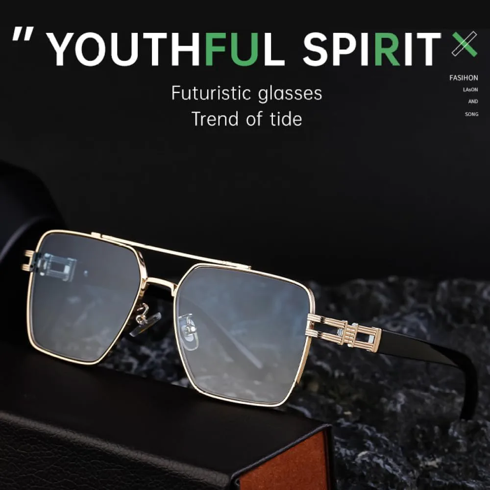 

Классические модные солнцезащитные очки для женщин и мужчин, роскошные солнцезащитные очки в стиле ретро с двойной дужкой и металлической оправой generic, C7blue