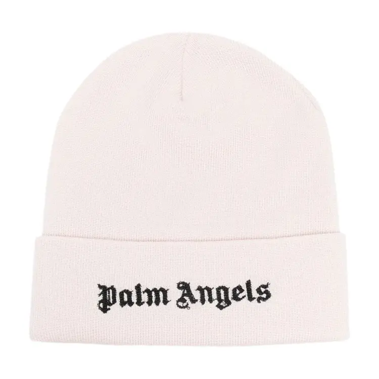 

PALM ANGELS Вышитая вязаная шапка с логотипом, White