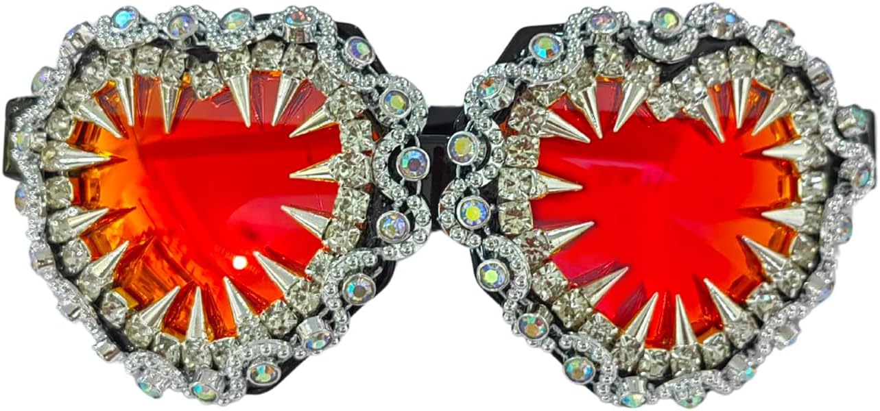 

Модные солнцезащитные очки Laureles с заклепками и стразами в стиле Y2K, цельные женские солнцезащитные очки большого размера в форме сердца, мужские солнцезащитные очки, C1