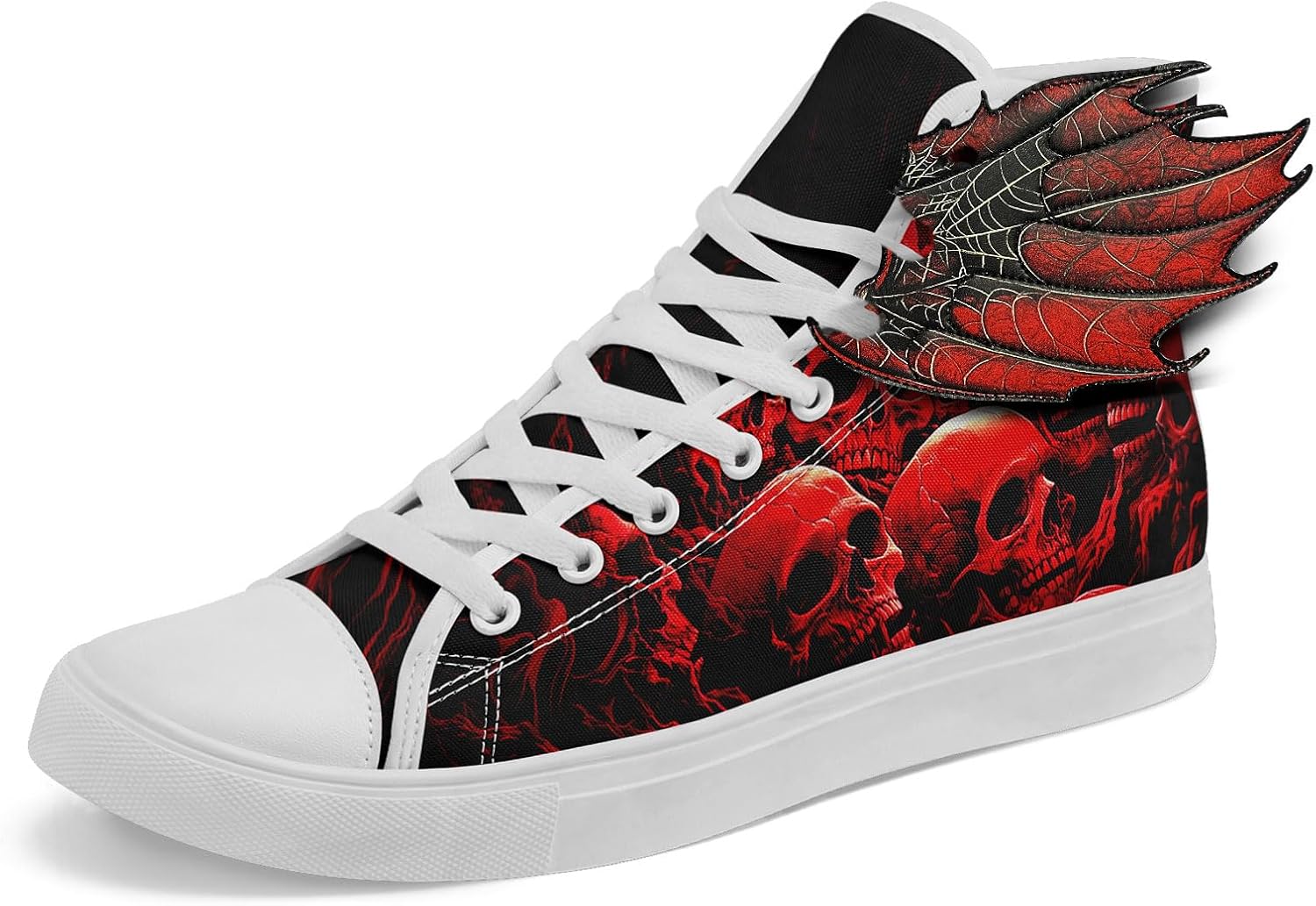 

Мужские готические кроссовки на высокой подошве с крыльями AWSOLE, красный череп, кожаные крылья, модные унисекс, стиль Хэллоуин, панк, повседневные обувь