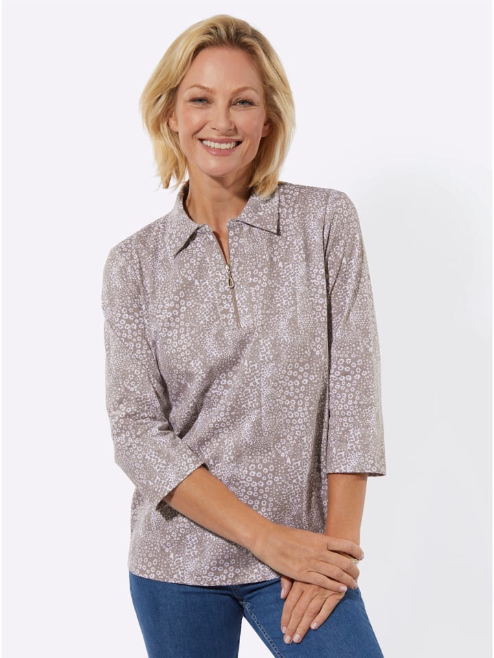 

Рубашка-поло серо-коричневого цвета с белым принтом WITT WEIDEN