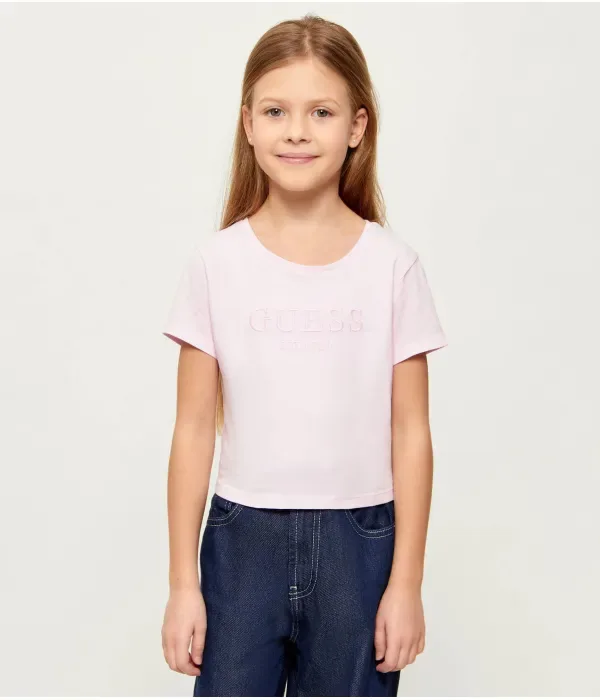 Футболка cropped fit Guess, пудрово-розовый