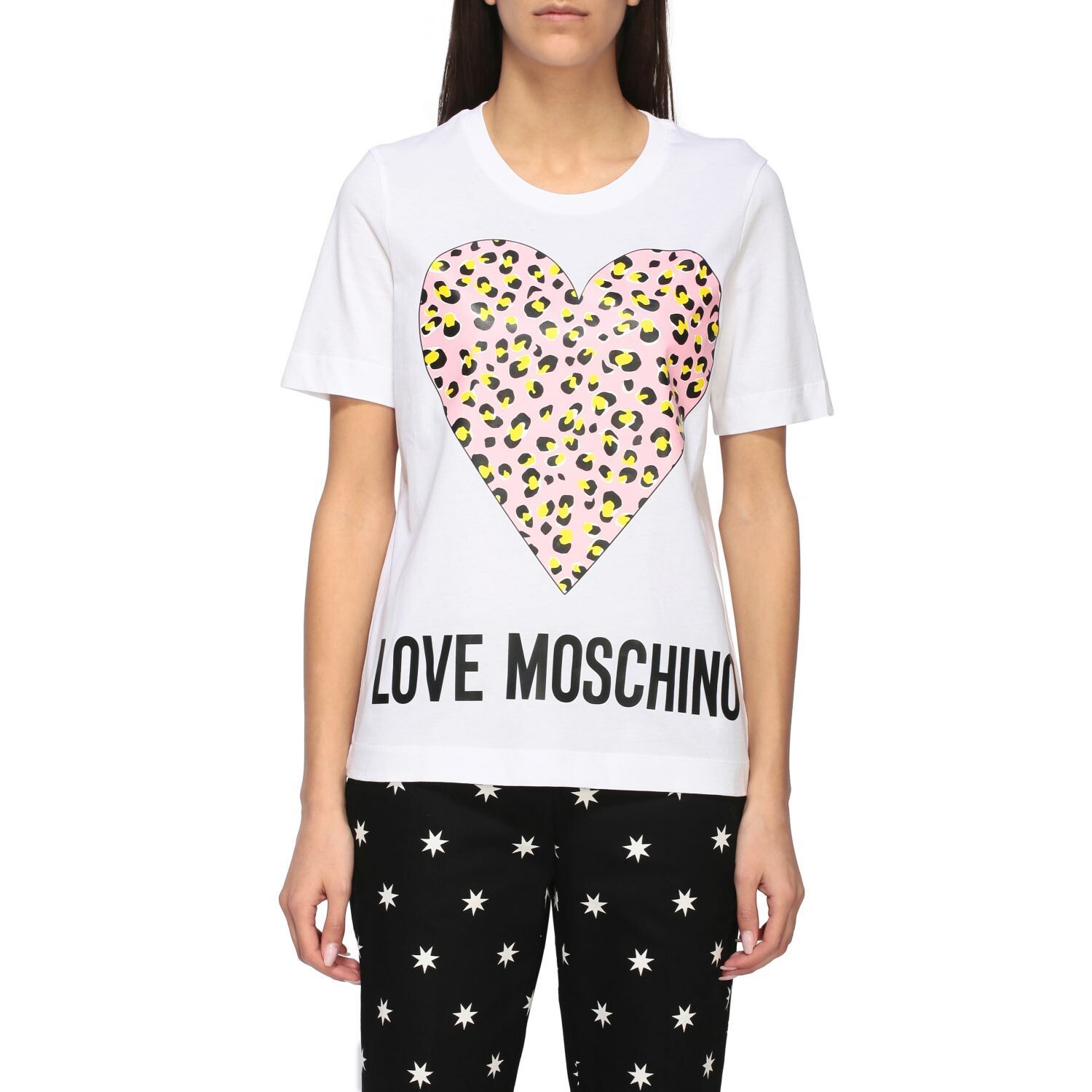 

Белая хлопковая женская футболка LOVE MOSCHINO