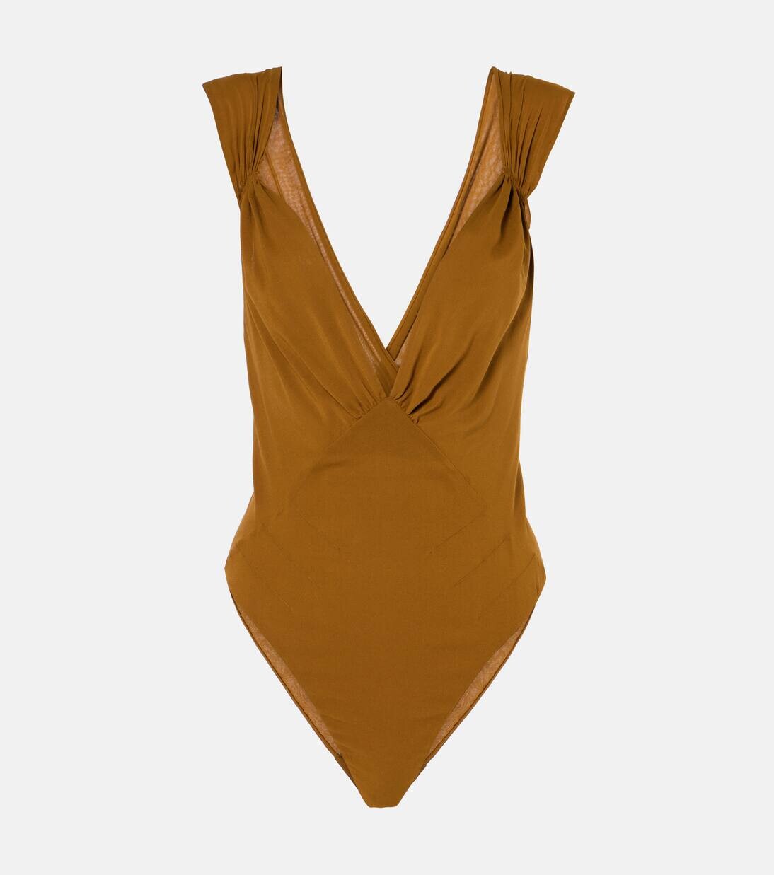 

Боди из муслина с добавлением шелка Saint Laurent, цвет mordore