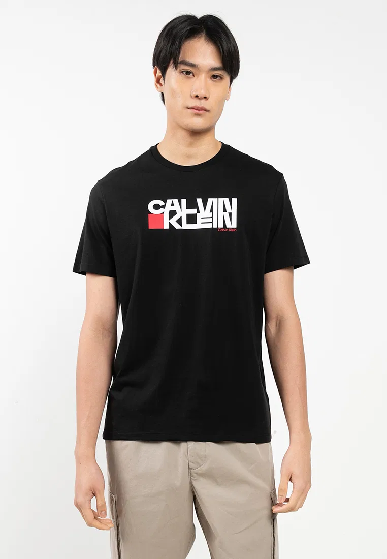 Футболка с графическим принтом, короткий рукав, Redbox Calvin Klein, черный