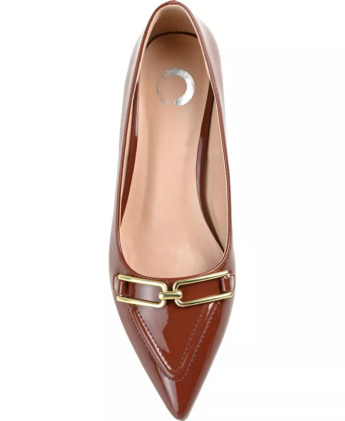 Женские туфли-лодочки Rumi с острым носом и каблуком "кitten heel" Journee Collection, коричневый — фото 4