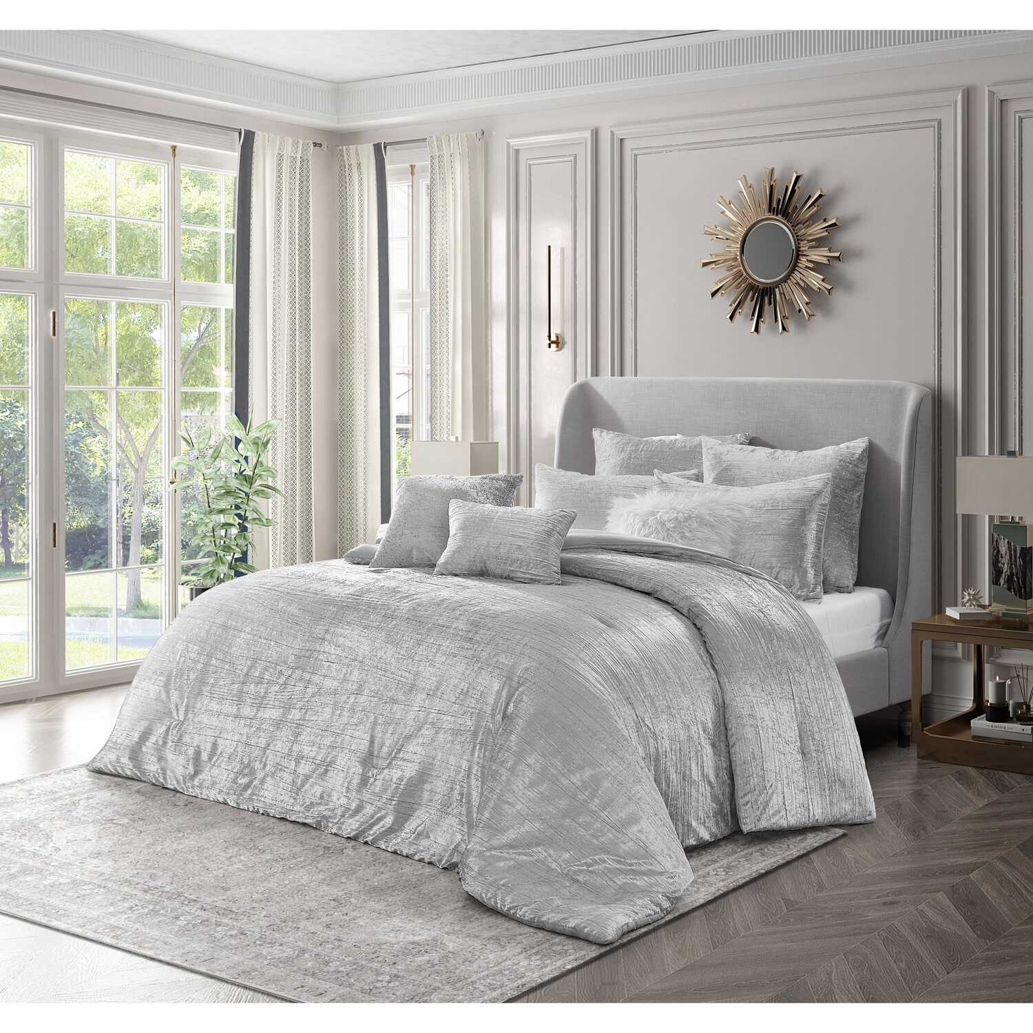 

Комплект бархатного одеяла Grace Living Tova с подушками, цвет Silver