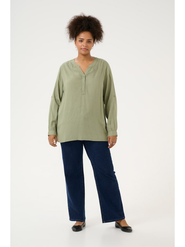 

KAFFE curve Блузка с длинными рукавами KCmille свободного кроя, цвет «масляно-зеленый»