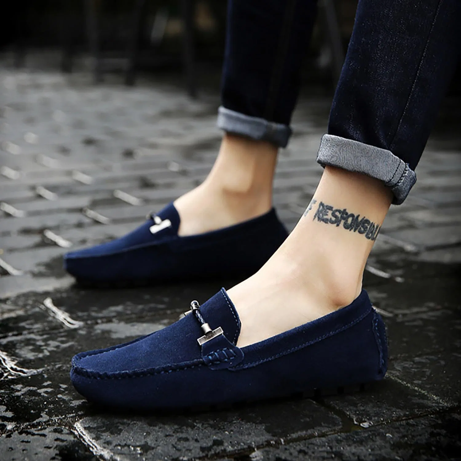 Лоферы мужские, классические мокасины, Dark Blue DAO-UPPSE — фото 2