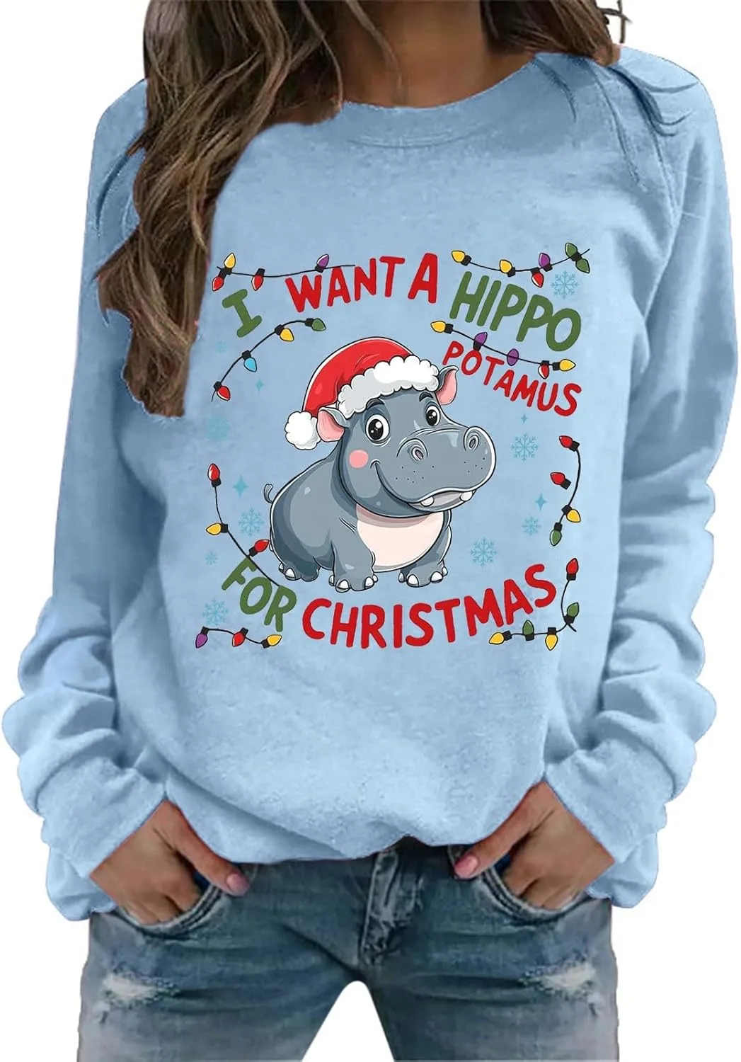 

Свитшот I Want A Hippopotamus For Christmas с длинными рукавами