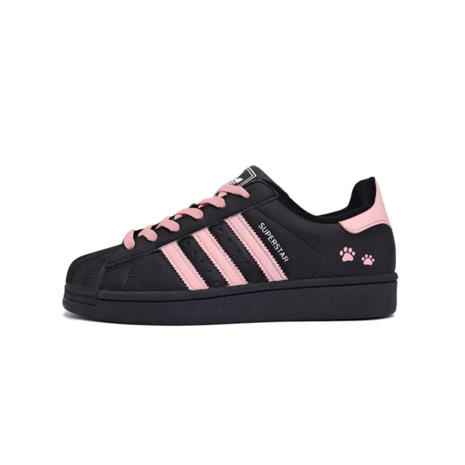 Кроссовки для скейтбординга Superstar 2 Sweetheart Cat Leather Low top детские, черный pink, для подростков Adidas Originals