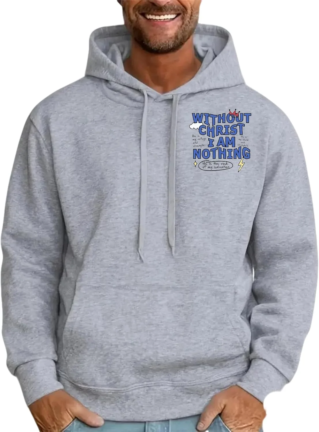 

Графический худи FQZWONG для мужчин, с длинными рукавами и карманом