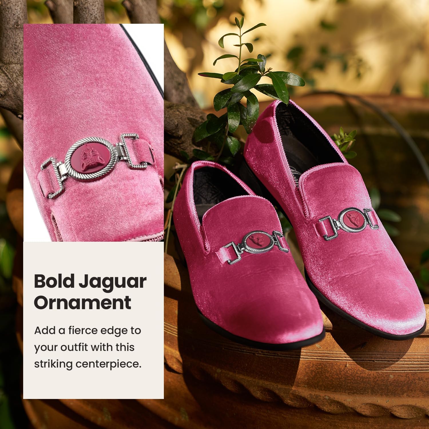 Мужские лоферы Amali Velvet Slip-On с львиным декором, тапочки для смокинга, лоферы с металлической цепочкой, розовый — фото 3
