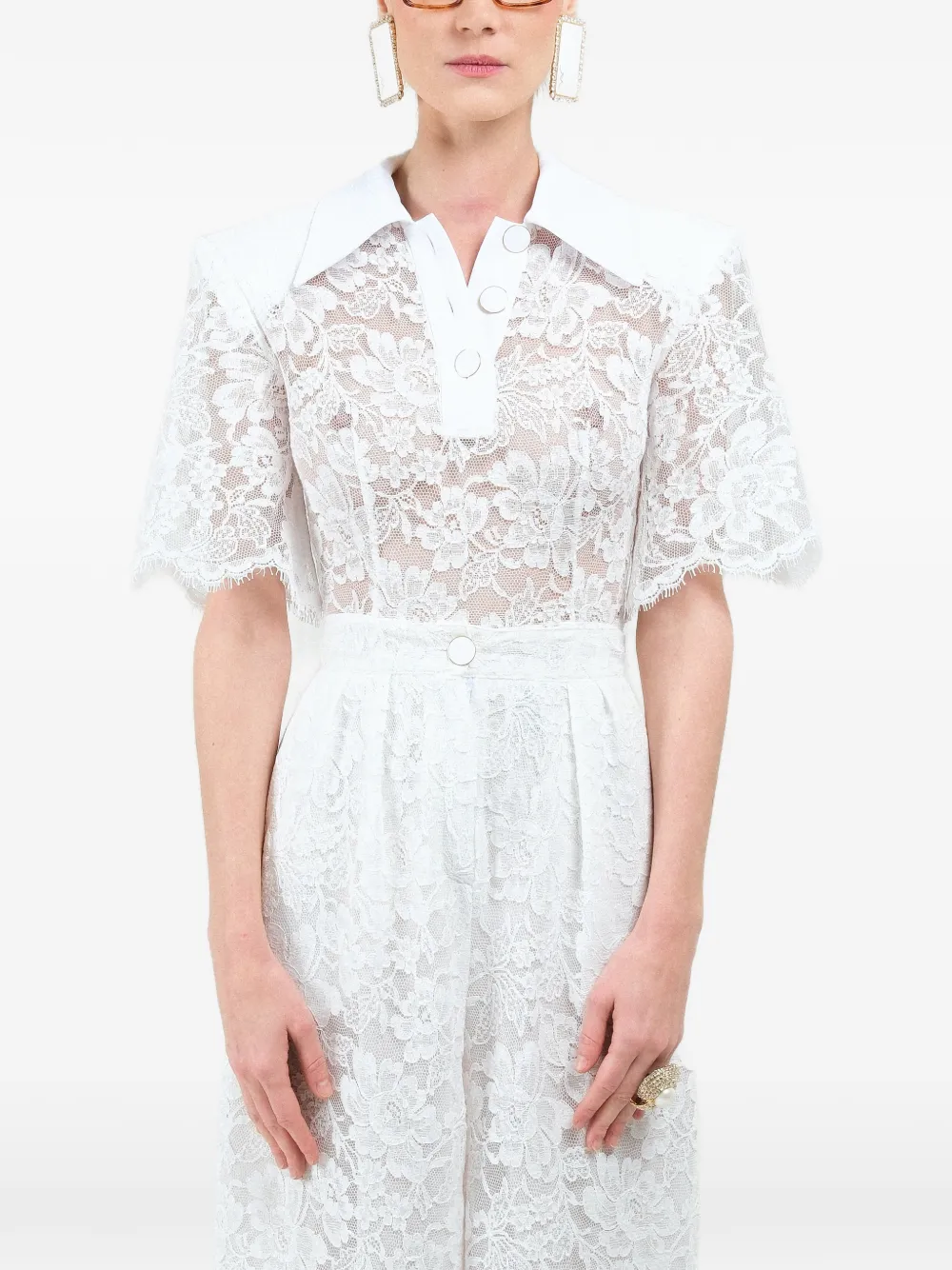 

Поло с короткими рукавами из кружева Rowen Rose, белый