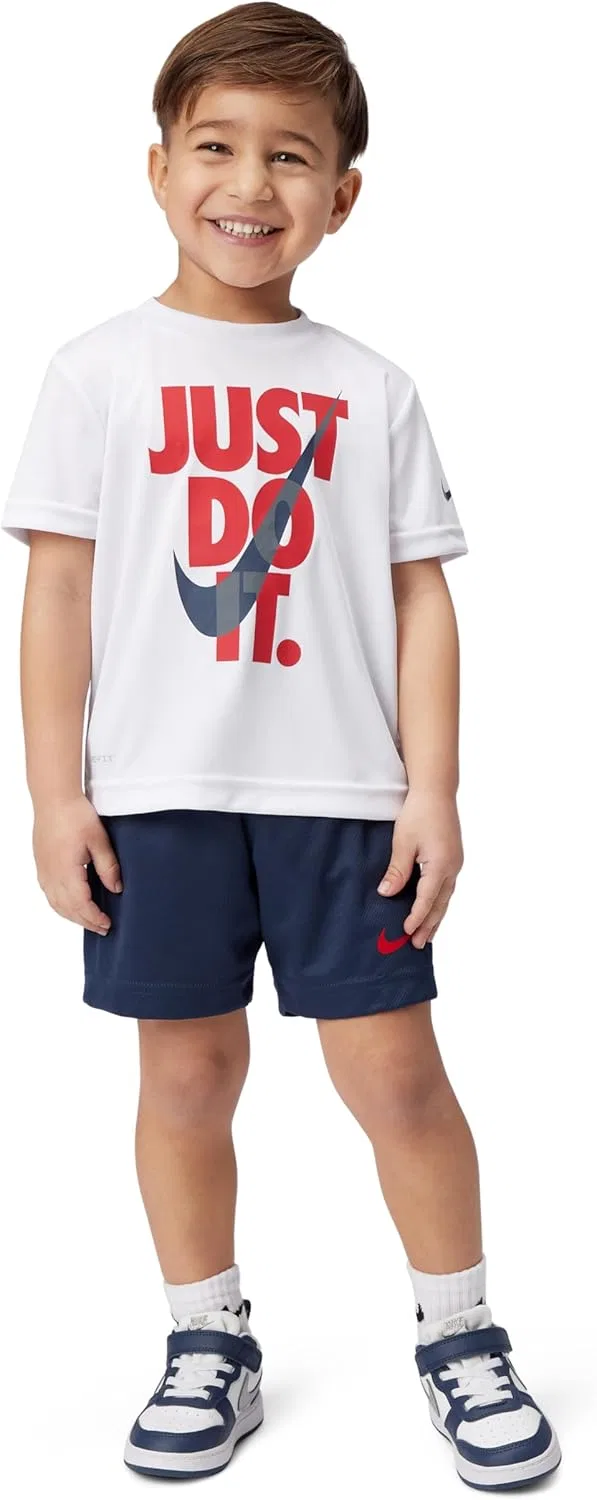 Детский спортивный костюм Nike Dri-FIT, 2 предмета, белый/темно-синий