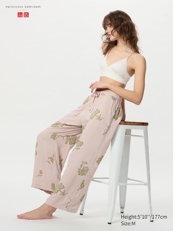 

Брюки легкие драпированные (цветы) Uniqlo, белый