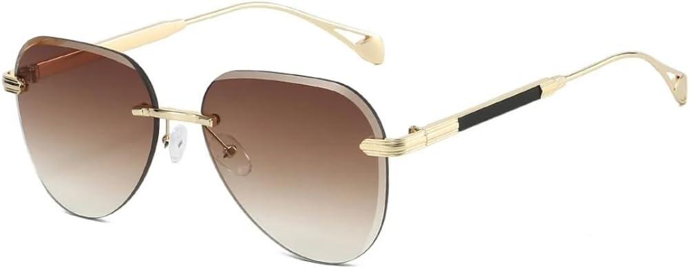 

Женские солнцезащитные очки без оправы овальной формы с градиентным переходом, модные, роскошные, в стиле стрит-сайт, панк, качественные мужские солнцезащитные очки UV400 SZVVBKK, Golden Brown